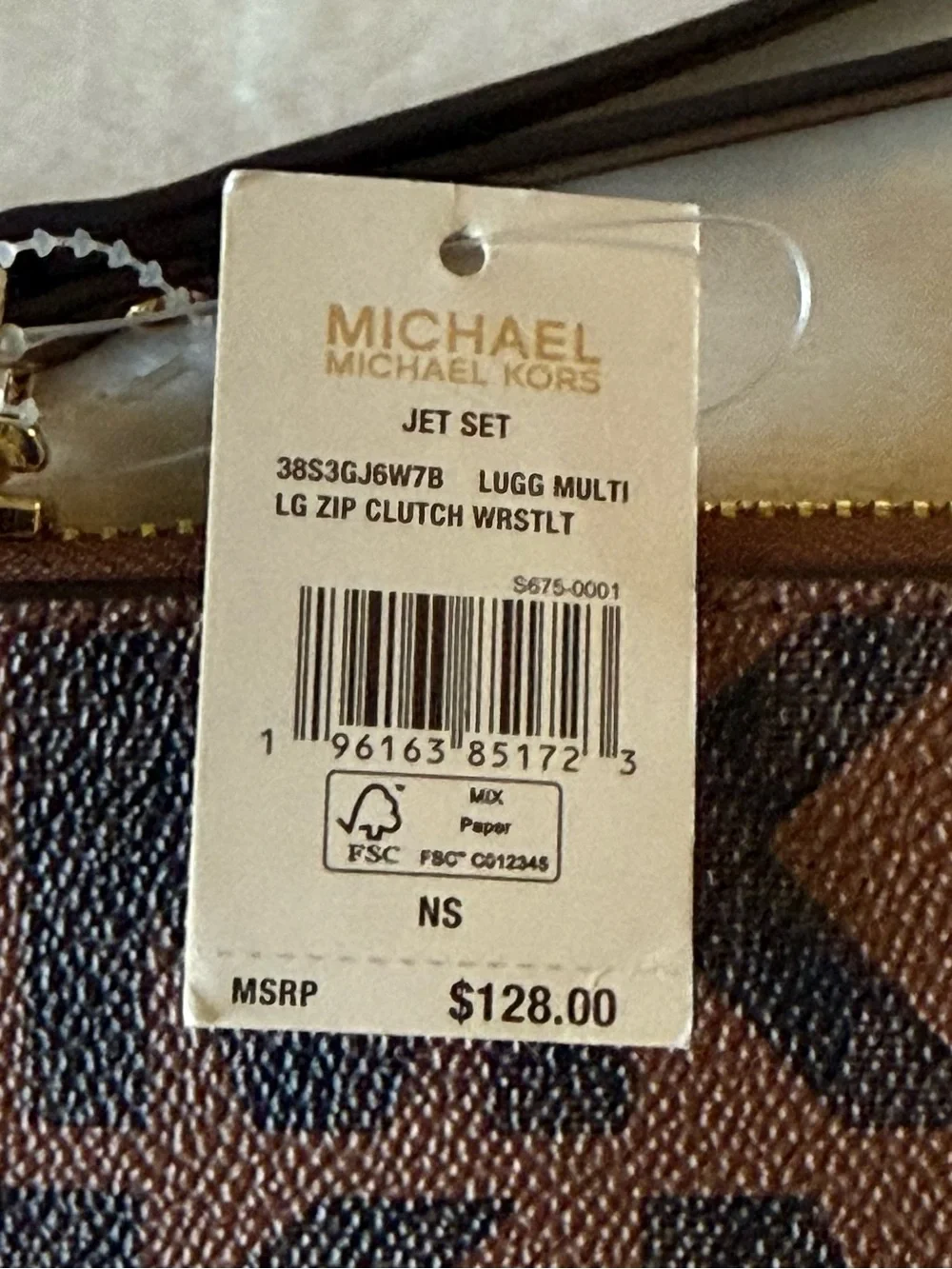 Michael Kors MK Signature Logo Clutch Wristlet Zip Top Large NWT
